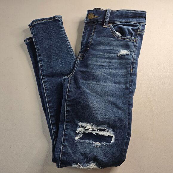 American Eagle Jegging Women's 0 Short Blue Next Level Stretch Distressed - Picture 8 of 16